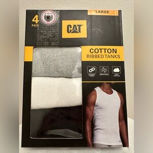 NWT 4-pack Caterpillar Men’s Cotton Tank/Wife Beaters, Multicolored, Size Large